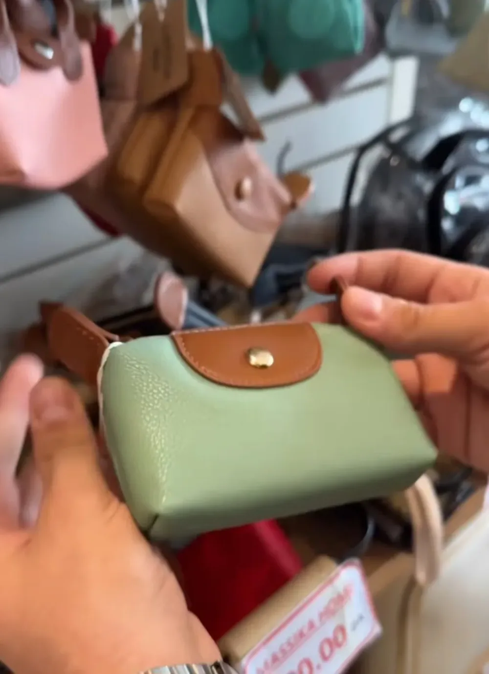 Mini porte-monnaie bicolore en cuir