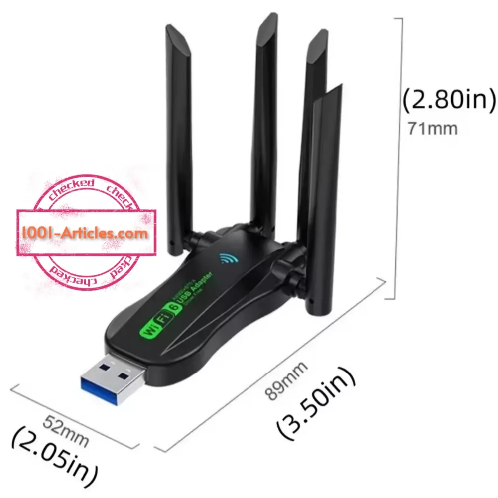 Adaptateur à 4 antennes USB AX900 WIFI6 et Bluetooth 5.4.2, double bandes