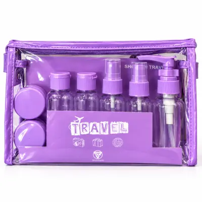 Kit de Flacons de Voyage avec Trousse Transparente 7PCS