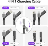 Chargeur GaN 120W avec Câble 4-en-1 – Type-C, USB & Lightning
