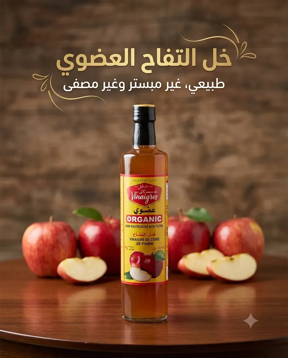 خل التفاح العضوي 500مل