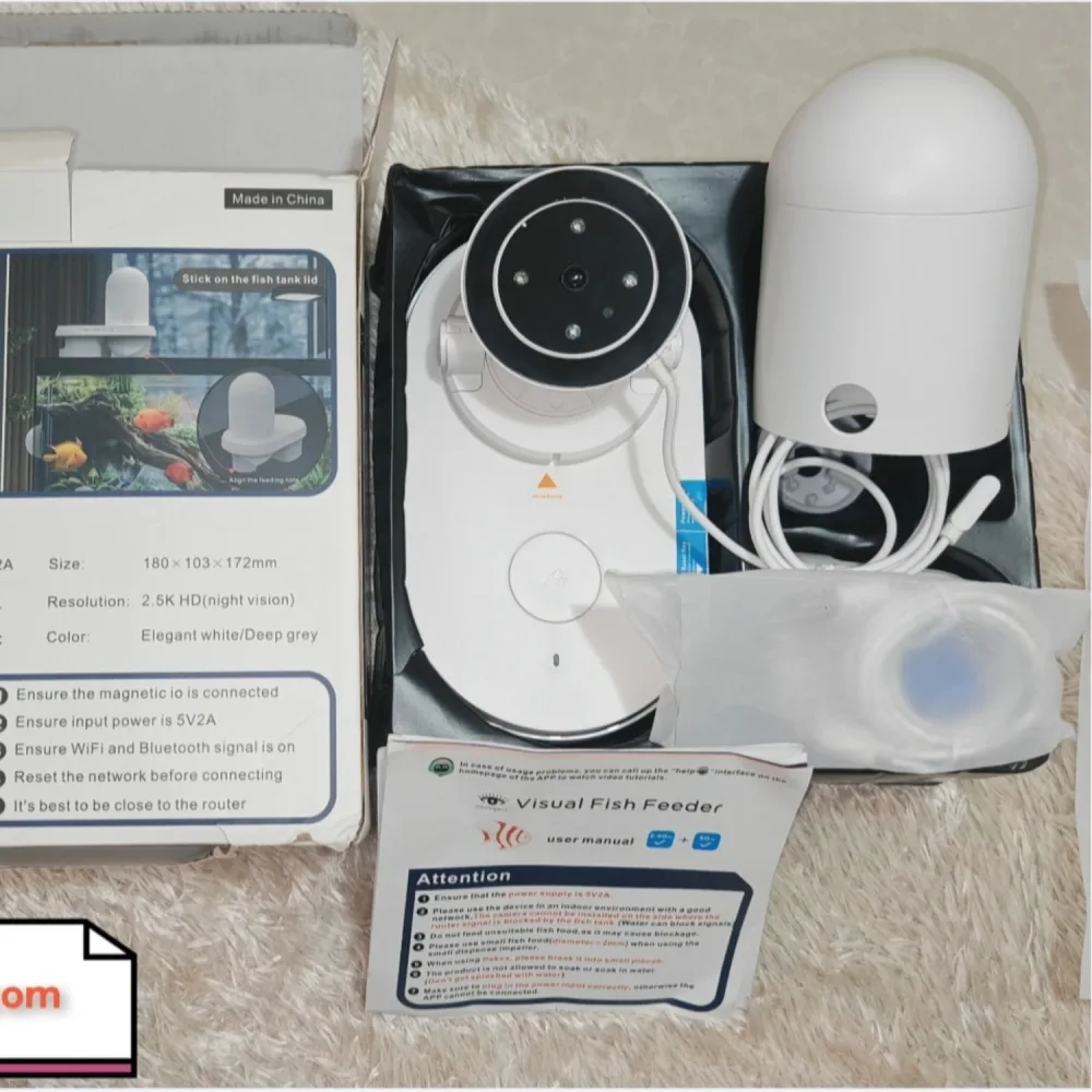 Mangeoire Smart Connecté Intelligent - Fish Feeder - pour Aquarium, Camera, App, Contrôle à distance .
