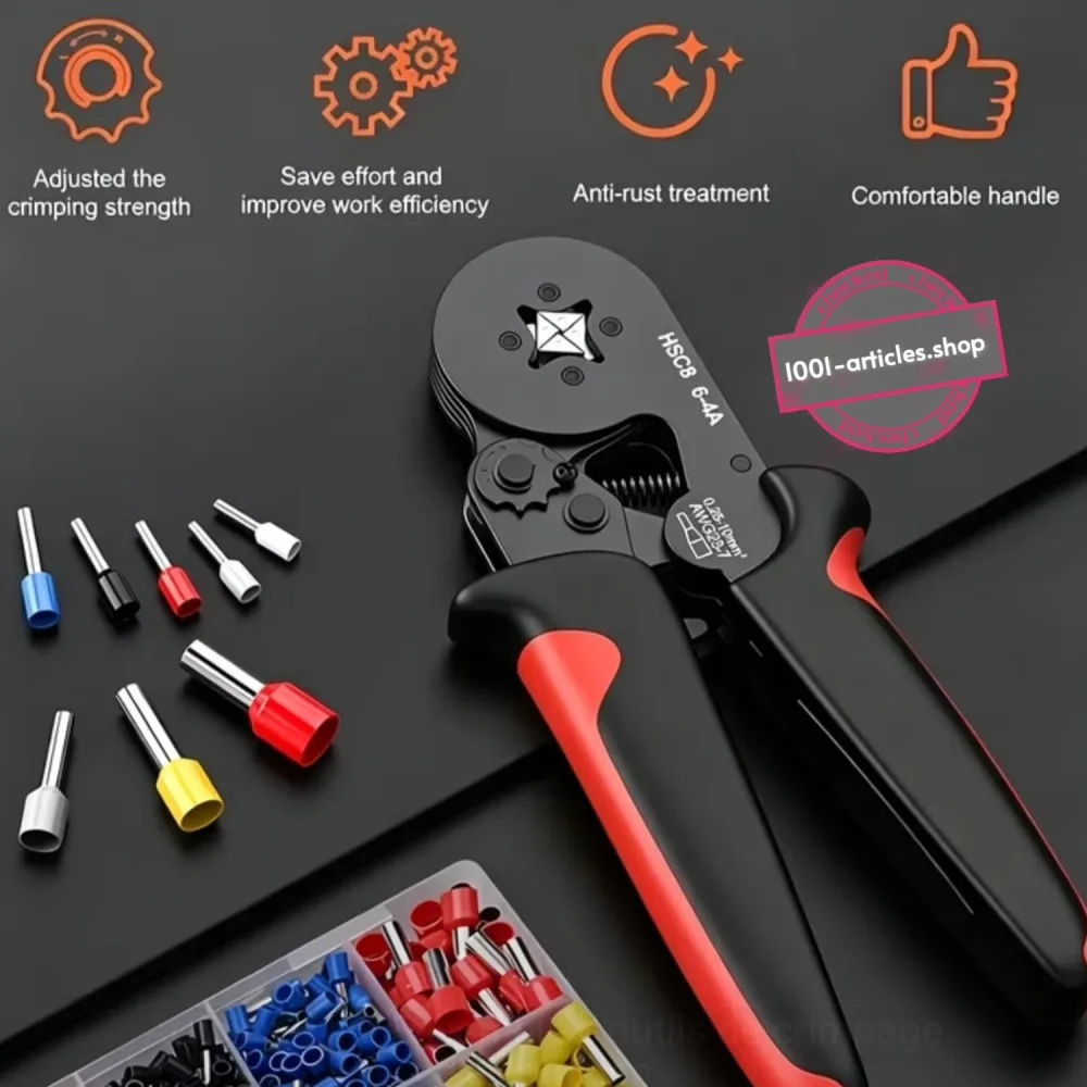Kit outils de sertissage électrique 164 Pièces de gaine - Pince à sertir HSC8 6-4A
