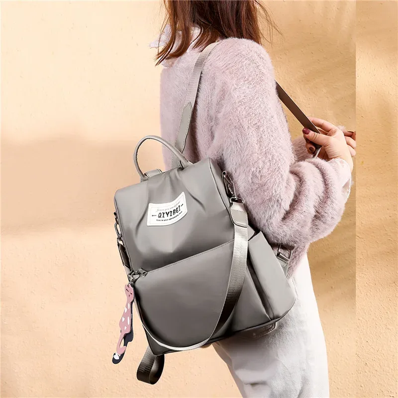 Sac à dos oxford Antivol étanche Pour Femme - Gris