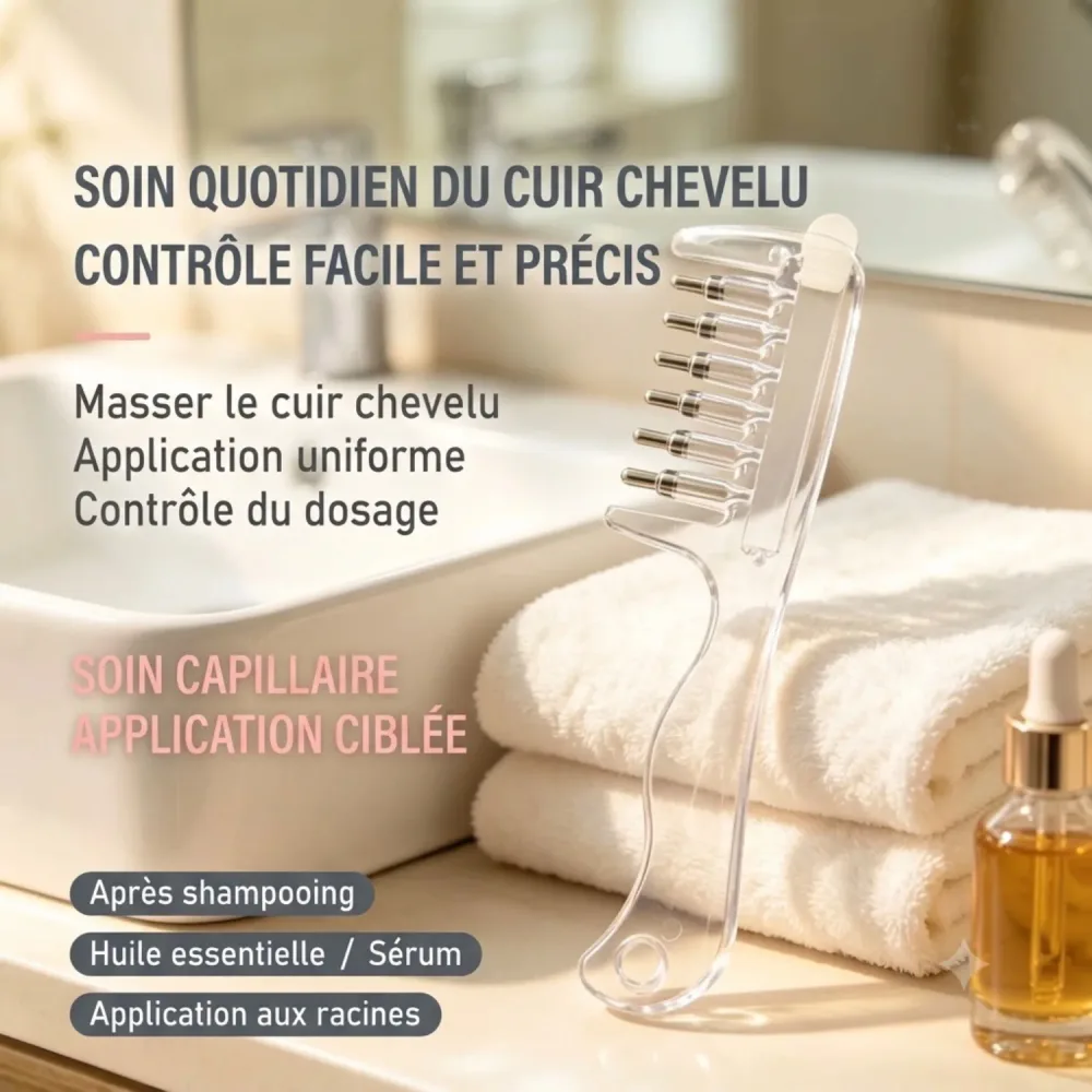 Peigne massant pour soin capillaire précis