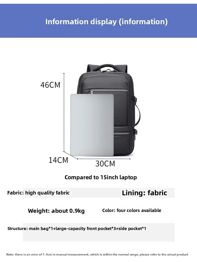Sac à Dos pour Ordinateur Portable Grande Capacité et Anti-Vol Bomag Boy Noir - حقيبة ظهر للكمبيوتر المحمول واسعة ومانعة للسرقة