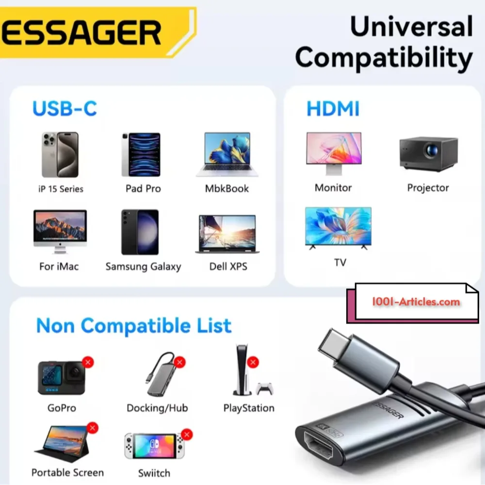 Adaptateur HDMI vers USB Type C - Essager