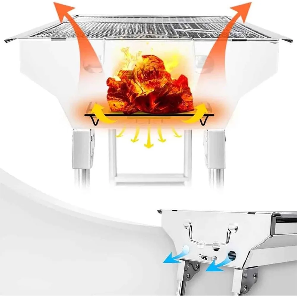 Barbecue Pliable en Acier Inoxydable pour Camping – شواية محمولة