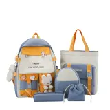 Sac à Dos Multifonctionnel Kawaii Grand Volume Imperméable et Résistant 5Pcs Mauve SACKDS25MV - حقيبة ظهر بعدة قطع بتصميم كاوايي