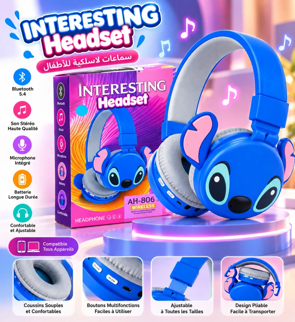 Casque Bluetooth Stitch AH-806 – Wireless pour enfants