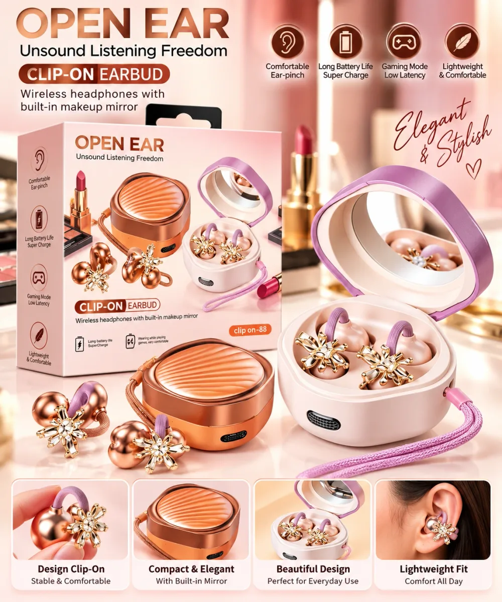 Écouteurs Bluetooth Open Ear Clip-On 88 avec Miroir Intégré