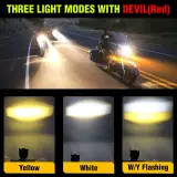 Projecteur Antibrouillard LED Forme Chouette 40W - Éclairage Jaune/Blanc ET Devil Eye Rouge - مصابيح ضباب ليد بتصميم عين البومة