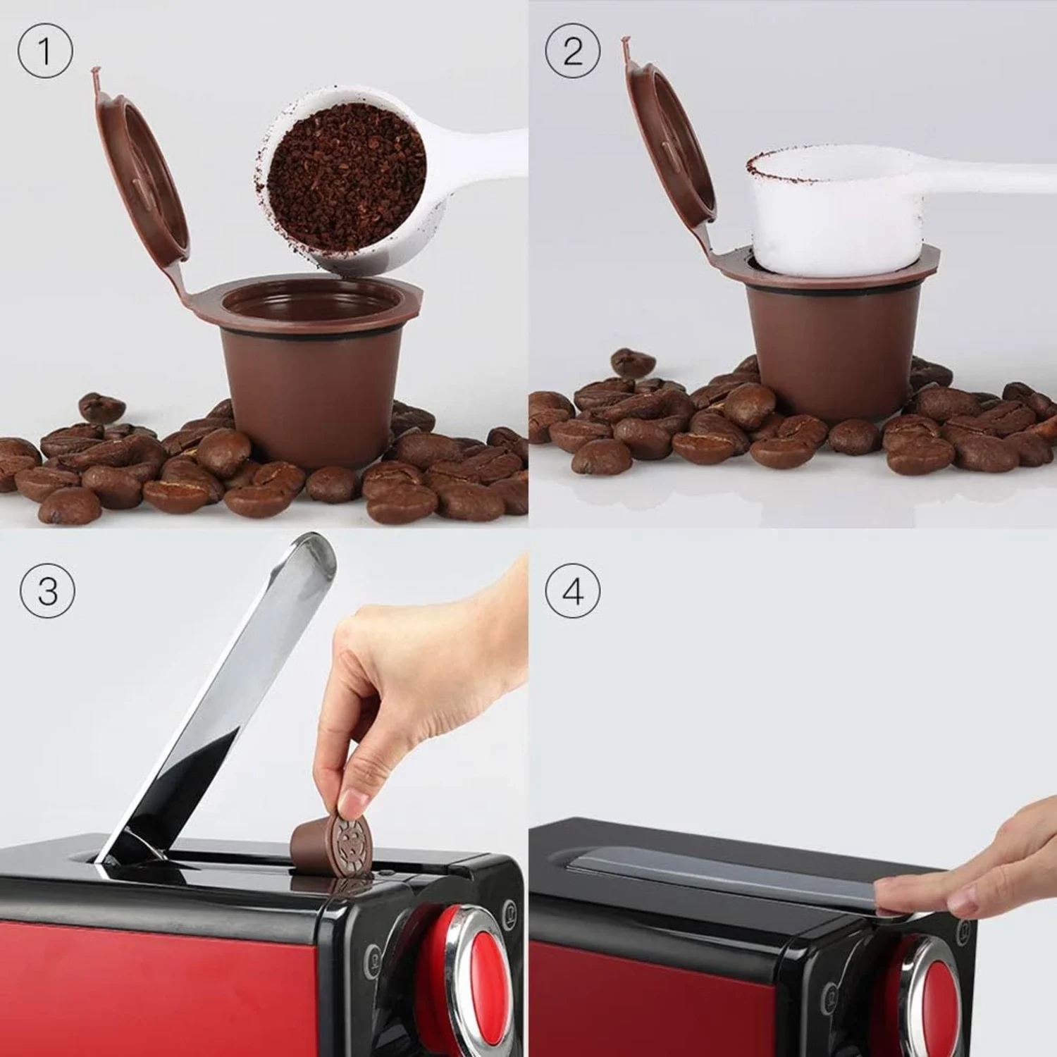 Pack 3Pcs Capsules Réutilisables Pour Machine À Café Nespresso – كبسولات قهوة قابلة لإعادة الملء