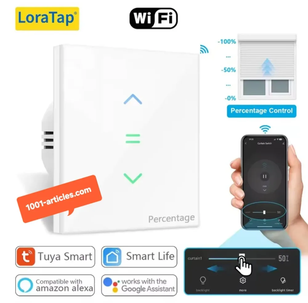 Interrupteur / Panneau Tactile - Tuya Smart pour Volets Roulants - SANS la Télécommande.