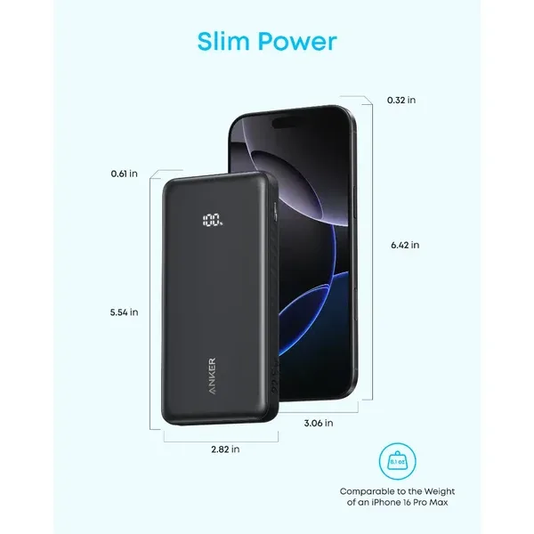 Anker Zolo Powerbank 10000mAh 22.5W Fast Charging Power Bank with Built-in USB-C Cable A110D