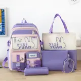 Sac à Dos Multifonctionnel Kawaii Grand Volume Imperméable et Résistant 5Pcs Noir et Gris SACKDS29NGR - حقيبة ظهر بعدة قطع بتصميم كاوايي