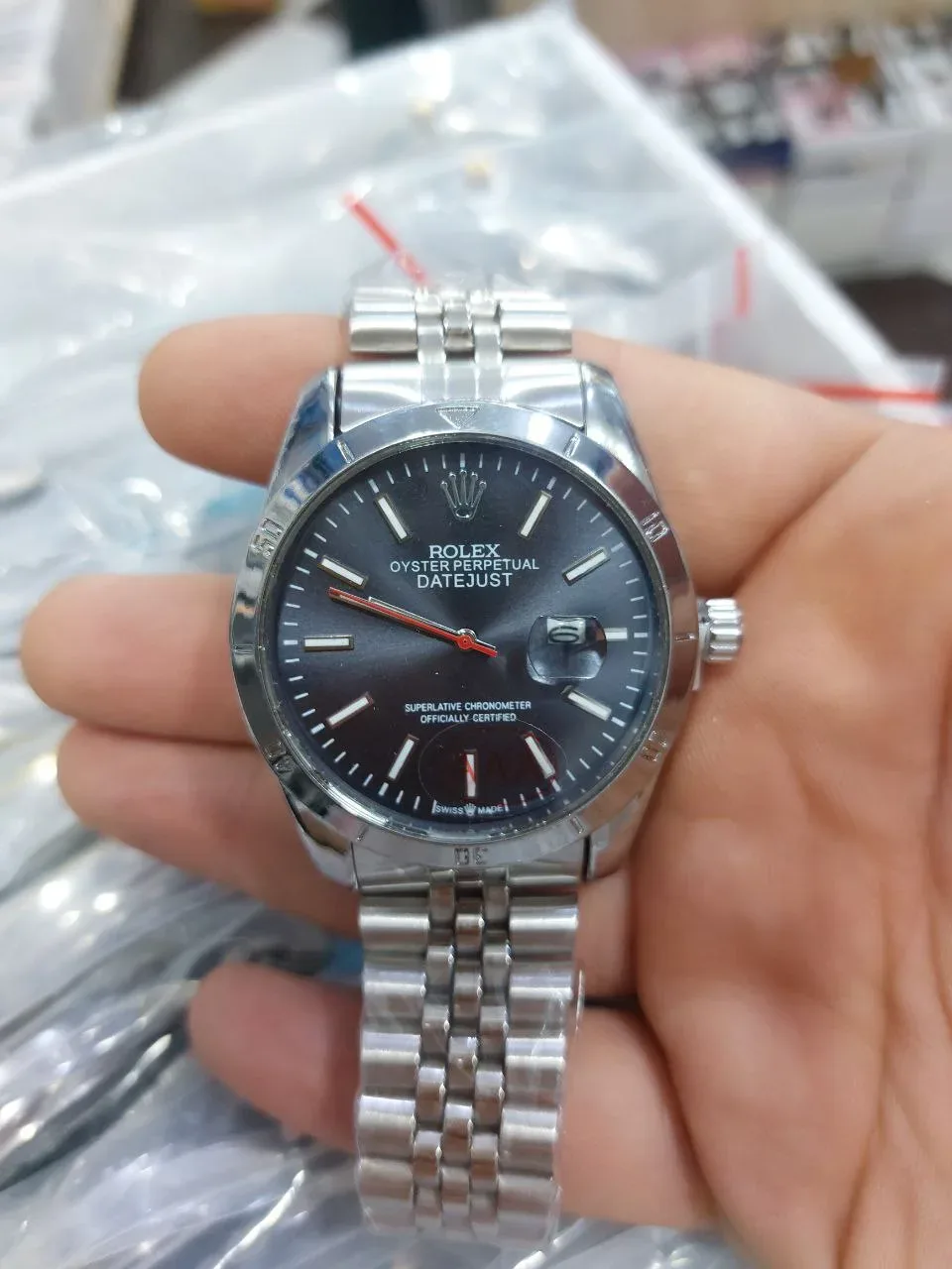Rolex Datejust ساعة يد فضية بالأزرق