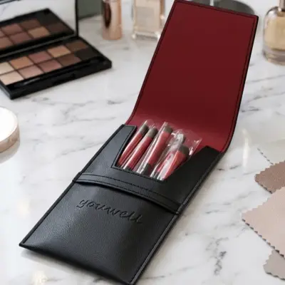 Pochette avec ses pinceaux rouge Louboutin