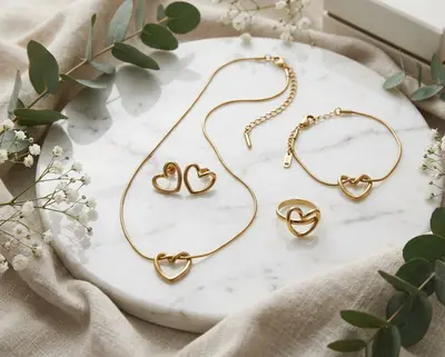 Parure élégante motif cœur 4 pièce