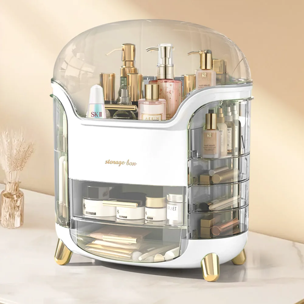 Boîte d'Organisation et Rangement de Maquillage Grande Capacité - منظم وصندوق أدراج للمكياج والمستحضرات بتصميم شفاف وعصري