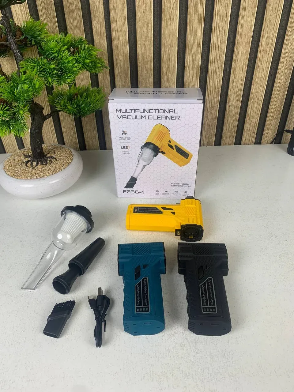 Souffleur Turbo et Aspirateur Portable F036-1 avec Accessoires - منفاخ ومكنسة الهواء التوربينية المحمولة (2 في 1)