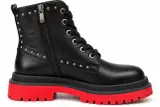 INUOVO – Bottines Femme en Cuir Noir Rock-Chic à Semelle Rouge