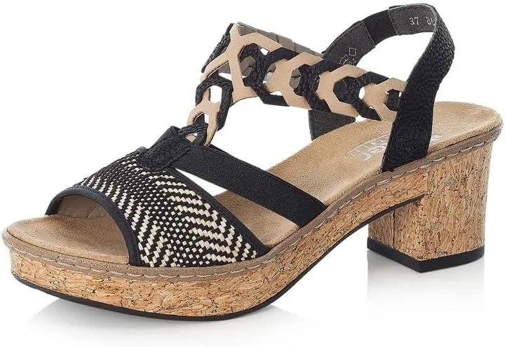 Sandales Femme Rieker Antistress 638C7-00 Noir – Talon 6,5 cm