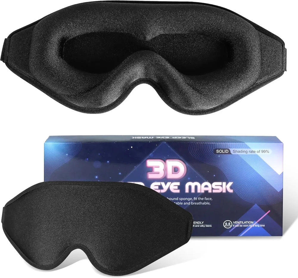Masque de sommeil 3D ergonomique et profond amélioré avec sangle ajustable - قناع نوم مريح