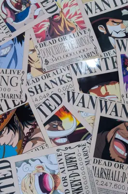 Pack 10 posters autocollants wanted one piece