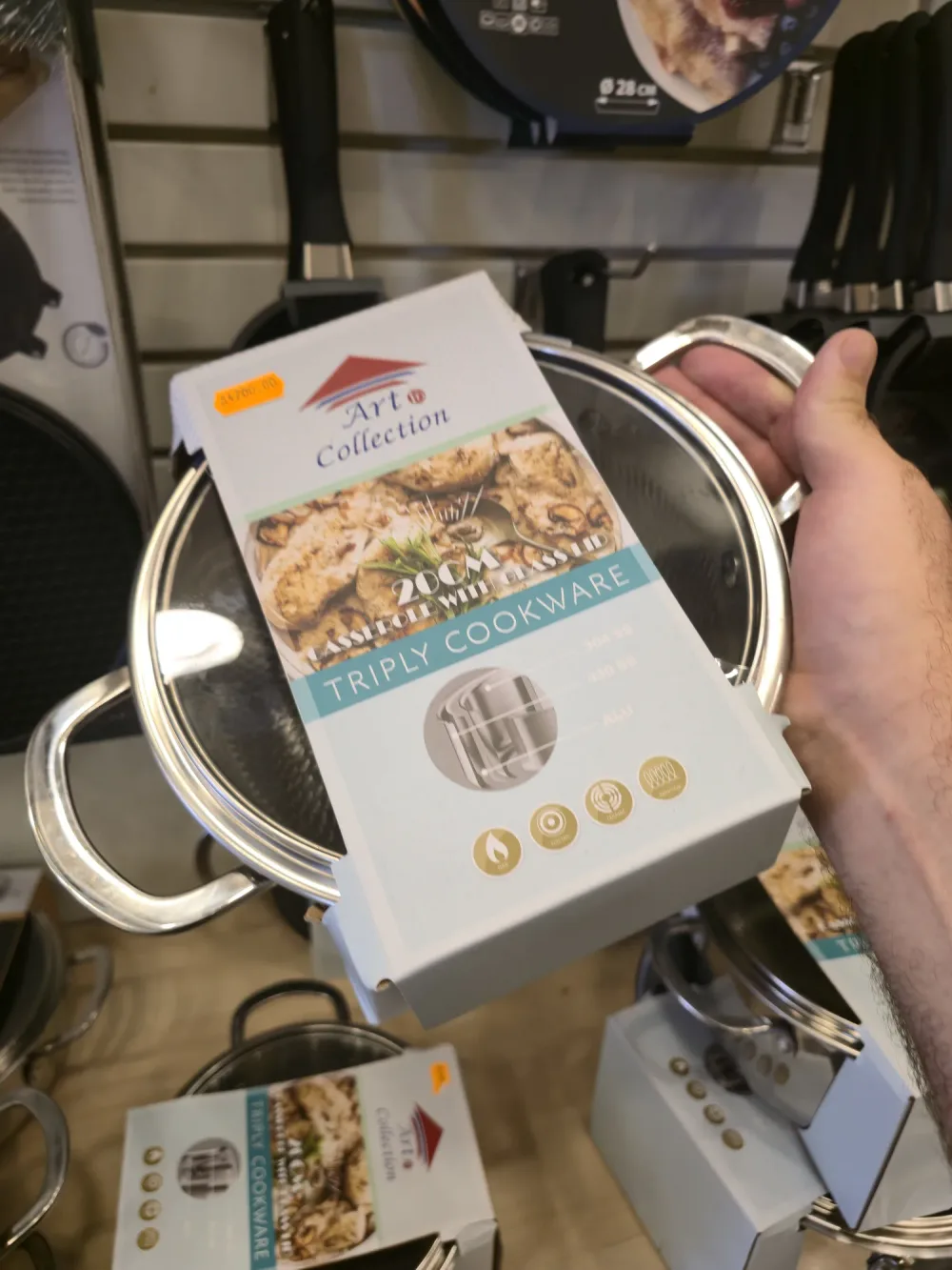 Cocotte "Art Collection" Triply Cookware avec Couvercle en Verre – 20/24cm
