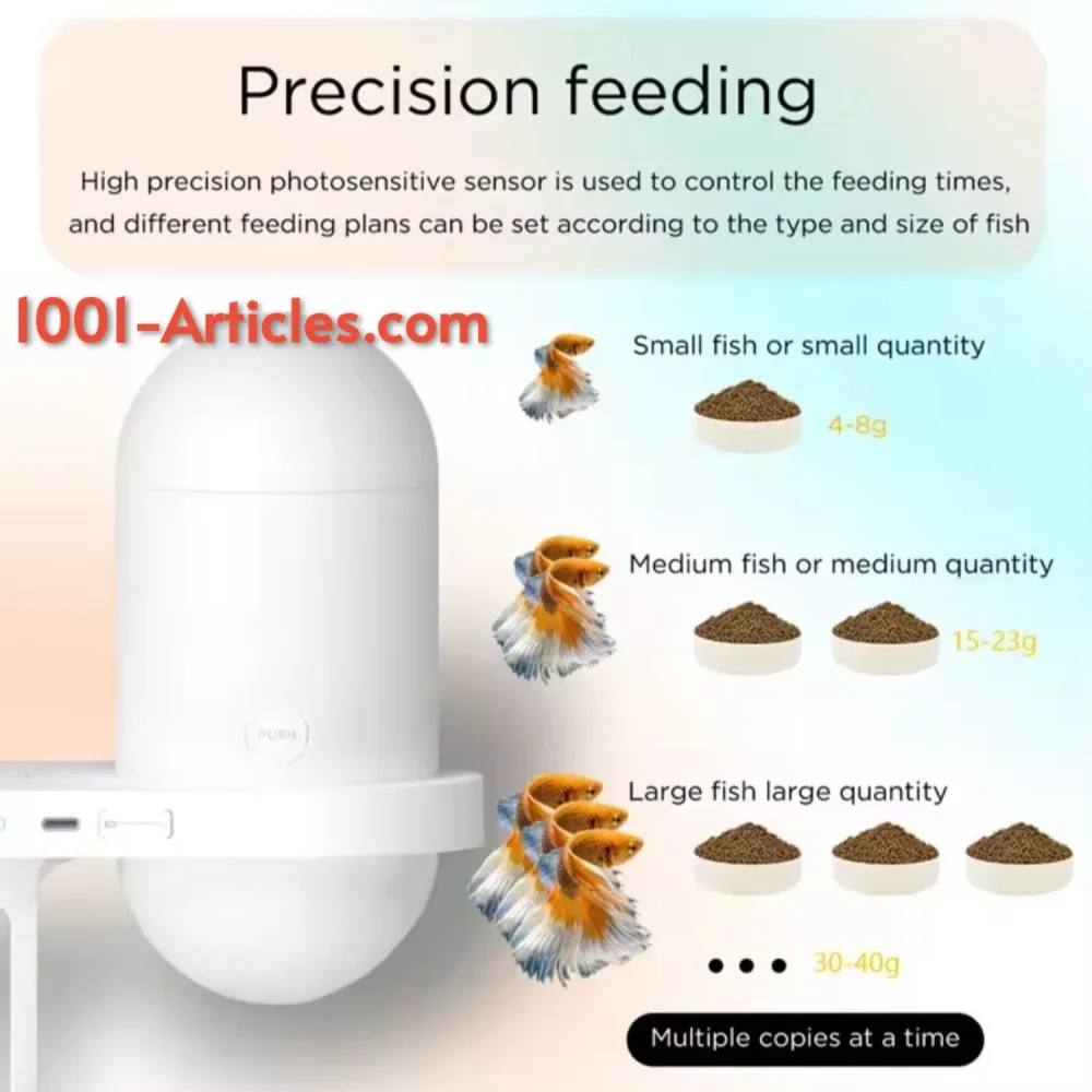 Mangeoire Smart Connecté Intelligent - Fish Feeder - pour Aquarium, Camera, App, Contrôle à distance .