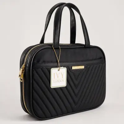 👜 Trousse de Toilette Structurée Noire à Poignées