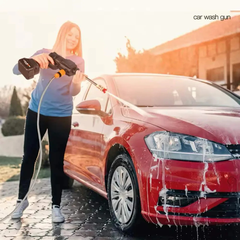 🚗💦مسدس ماء لاسلكي لغسيل السيارات – ضغط قوي ببطاريتين + خزان ماء