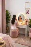 👆 كوافوز عصري ( 80×30 سنتم )مع مرآة LED مضيئة (65×65 سنتم ) ✨️🪞 | أناقة وترتيب في قطعة واحدة ✨️.