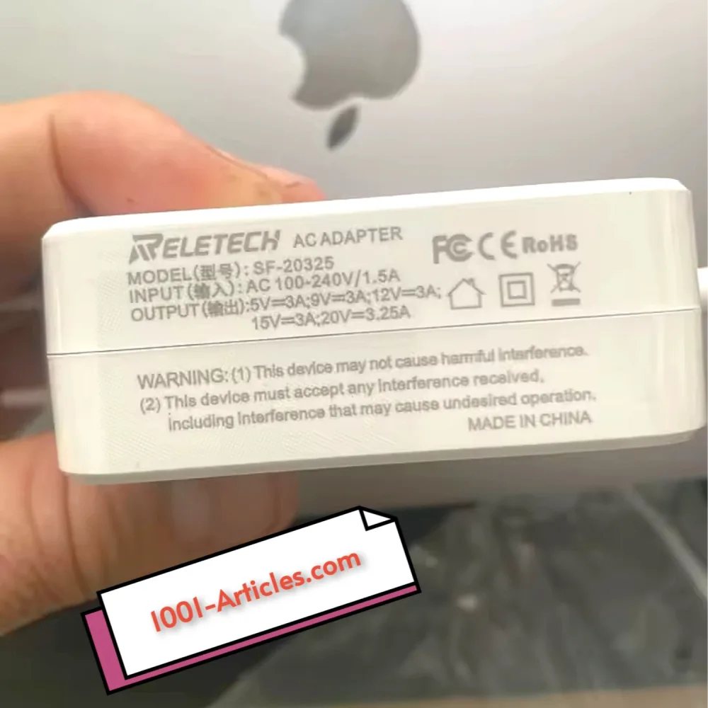 Adaptateur secteur 65W USB Type-C pour ordinateur portable