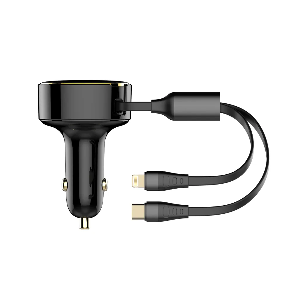 30W Wired Type-C OR Lightning Ultra Fast Car Charger C107