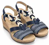 Rieker – Sandales compensées femme bleu marine & blanc