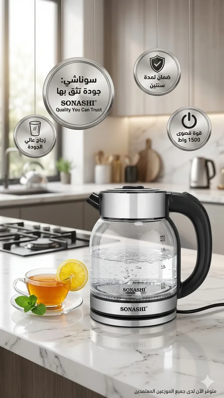غلاية سوناشي (Sonashi) الزجاجية موديل SKT-1819