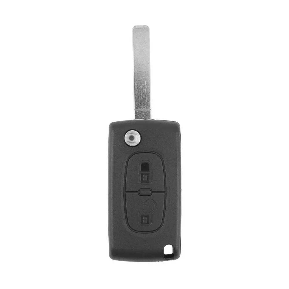 Coque de clé télécommande pliable Peugeot 407, 2 boutons, avec support de pile, lame VA2