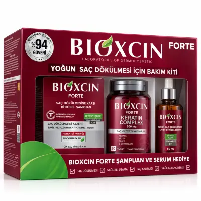 BIOXCIN Forte Kit Anti-Chute Cheveux – Shampooing et Sérum et Comprimé 3Pcs