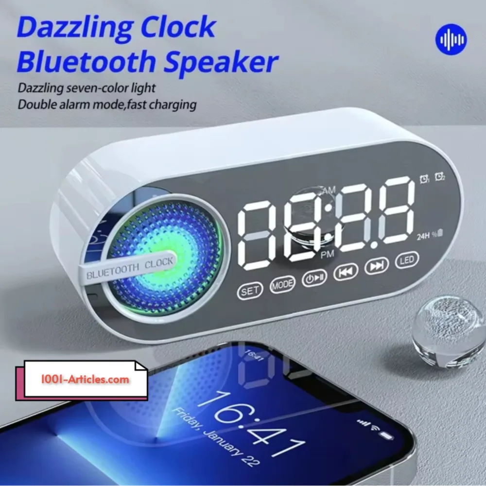 G-30, Miroire Horloge, Radio FM, Bluetooth, Haut Parleur, USB, Micro SD Carte