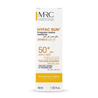 Hyfac sun protection solaire matifiante invisble SPF 50