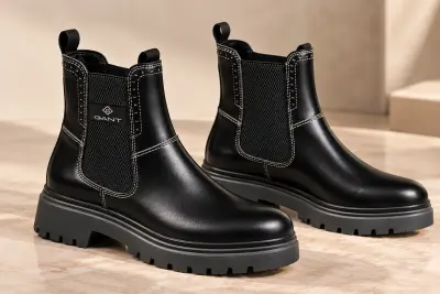 GANT – Chelsea Boots Femme en Cuir Noir