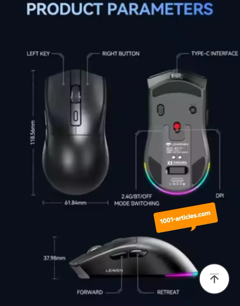 Souris Sans Fil Bi-Modes - Station de Charge Magnétique - RVB Bluetooth 5.2.