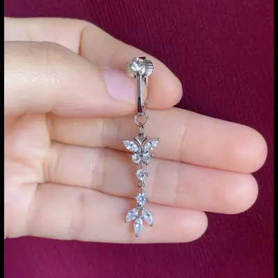 2 Butterfly fake Belly piercing