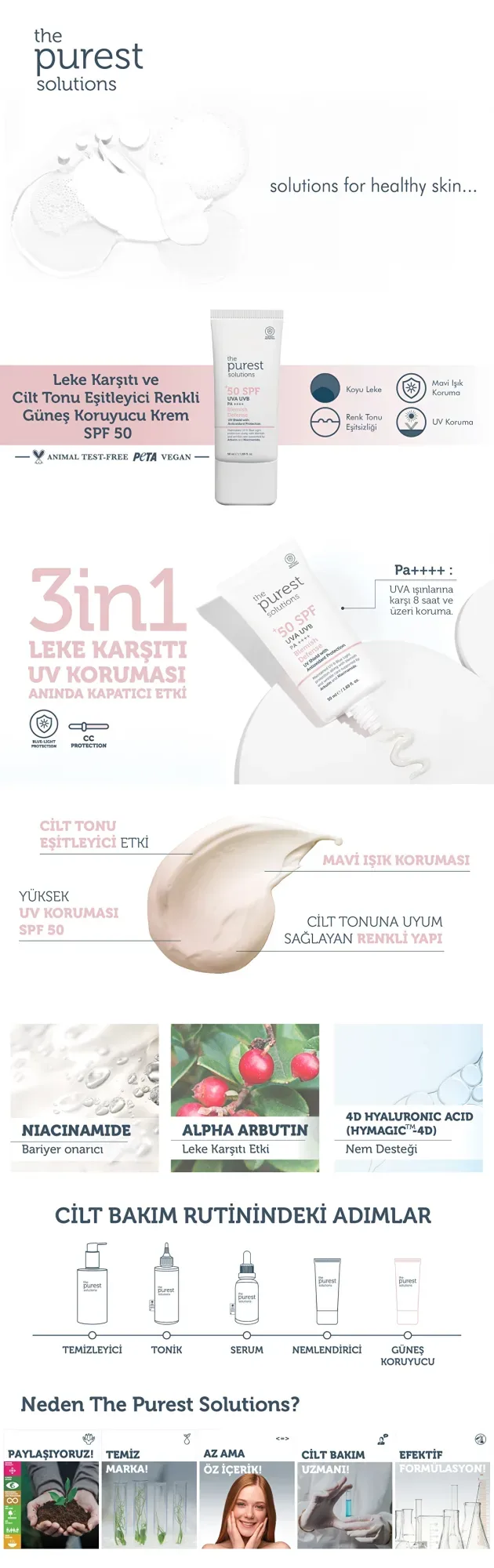 Crème solaire The Purest Solutions enrichie en antioxydants pour peaux à imperfections, FPS 50+