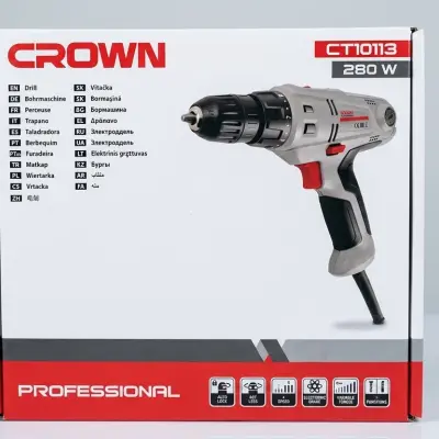 مثقاب كهربائي (CROWN) احترافي بقدرة 280 واط.