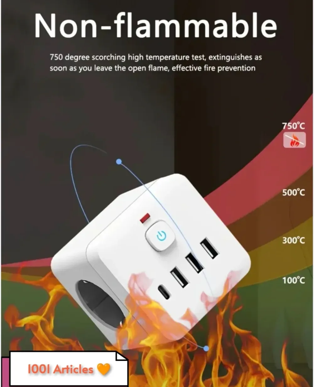 Multiprises 7 en 1 - Cube Power Strip Avec Protection de Surintensité