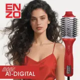 فرشاة استشوار Enzo الاحترافية 3 في 1 – تجفيف، تصفيف، وتكثيف الشعر بتقنية نانو تيتانيوم والشاشة الرقمية