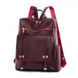 Sac à dos rétro en cuir synthétique pour femme Grenat - حقيبة ظهر نسائية من الجلد